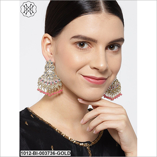 Studded Artificial Earring - Metal, Stone, Beads | Elegant Design For Weddings, Engagements, Parties, And Anniversaries