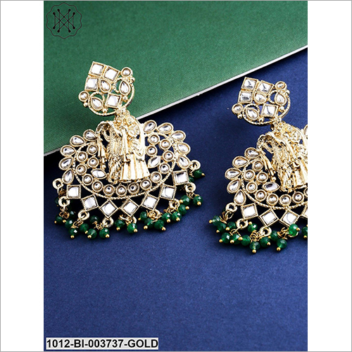 Studded Trendy Earring - Metal, Stone & Beads | Elegant Design, Perfect Finishing, Ideal For Party, Anniversary, Engagement, Gift