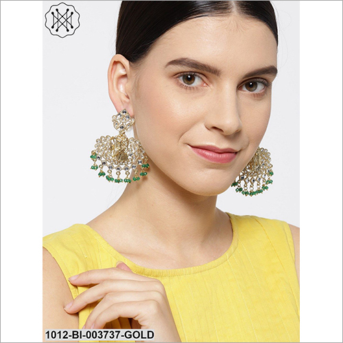 Studded Trendy Earring - Metal, Stone & Beads | Elegant Design, Perfect Finishing, Ideal For Party, Anniversary, Engagement, Gift