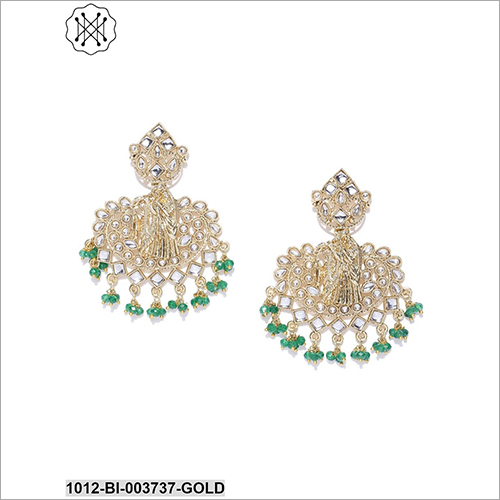 Studded Trendy Earring - Metal, Stone & Beads | Elegant Design, Perfect Finishing, Ideal For Party, Anniversary, Engagement, Gift