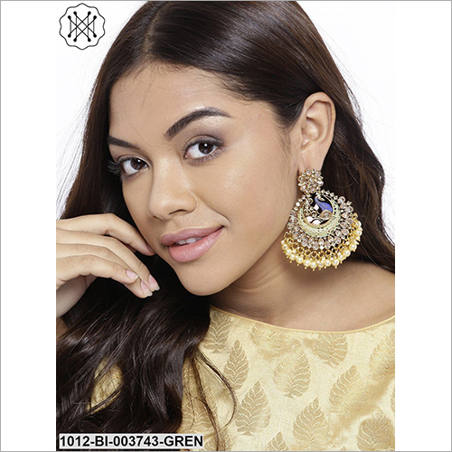 Wedding Designer Earring - Metal With Stones And Beads, Elegant For Parties, Engagements, And Anniversaries, Available In Diverse Designs And Sizes
