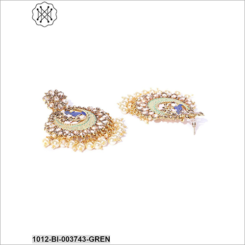 Wedding Designer Earring - Metal With Stones And Beads, Elegant For Parties, Engagements, And Anniversaries, Available In Diverse Designs And Sizes