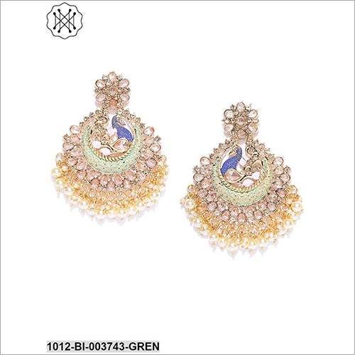 Wedding Designer Earring - Metal With Stones And Beads, Elegant For Parties, Engagements, And Anniversaries, Available In Diverse Designs And Sizes