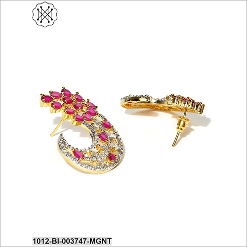 Crystal Studded Earring - Metal & Stone Design | Perfect For Anniversary, Engagement, Gifts, And Parties