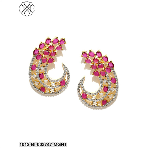 Crystal Studded Earring - Metal & Stone Design | Perfect For Anniversary, Engagement, Gifts, And Parties
