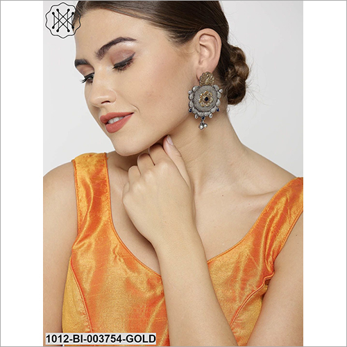 Crystal Cut Fancy Earring - Metal, New | Elegant Earrings For Engagement, Anniversary, Gifts, And Parties