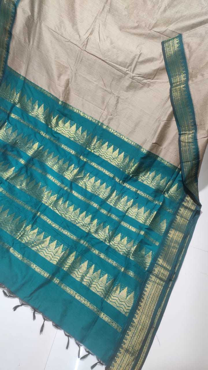 Cotton Gadwal Saree - Pure Cotton 6.5 Mt With Blouse Piece | Lightweight, High Comfort, Elegant Handloom Design, Easy Maintenance