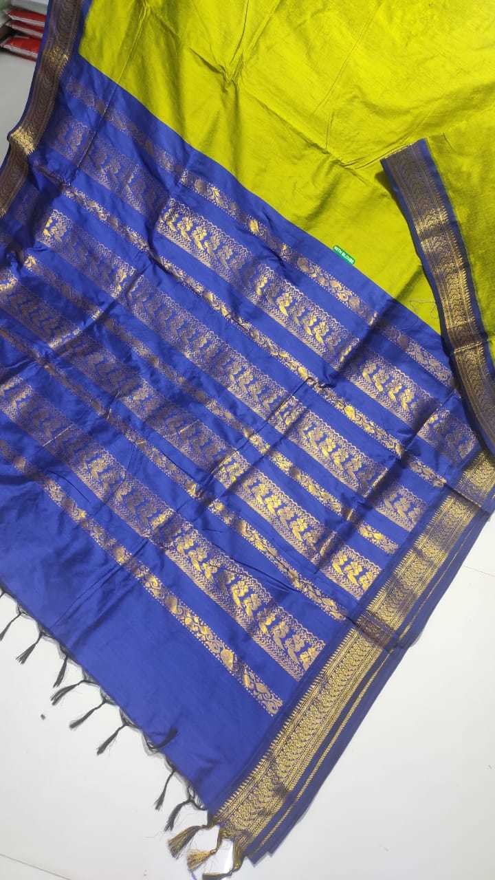 Cotton Gadwal Saree - Pure Cotton 6.5 Mt With Blouse Piece | Lightweight, High Comfort, Elegant Handloom Design, Easy Maintenance