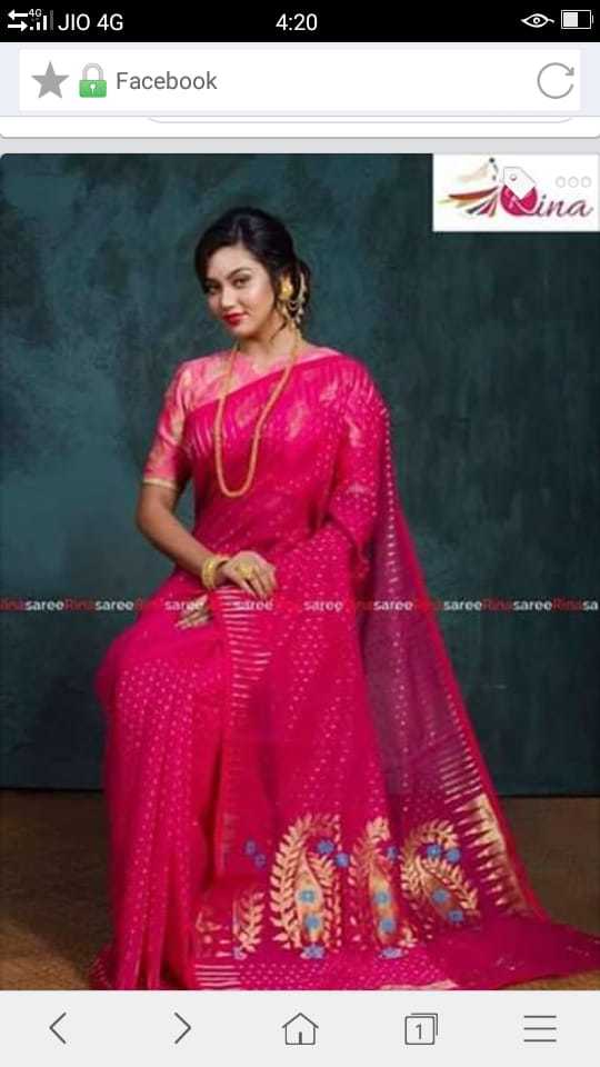 Red. Full Body Jori Work Jamdani Saree
