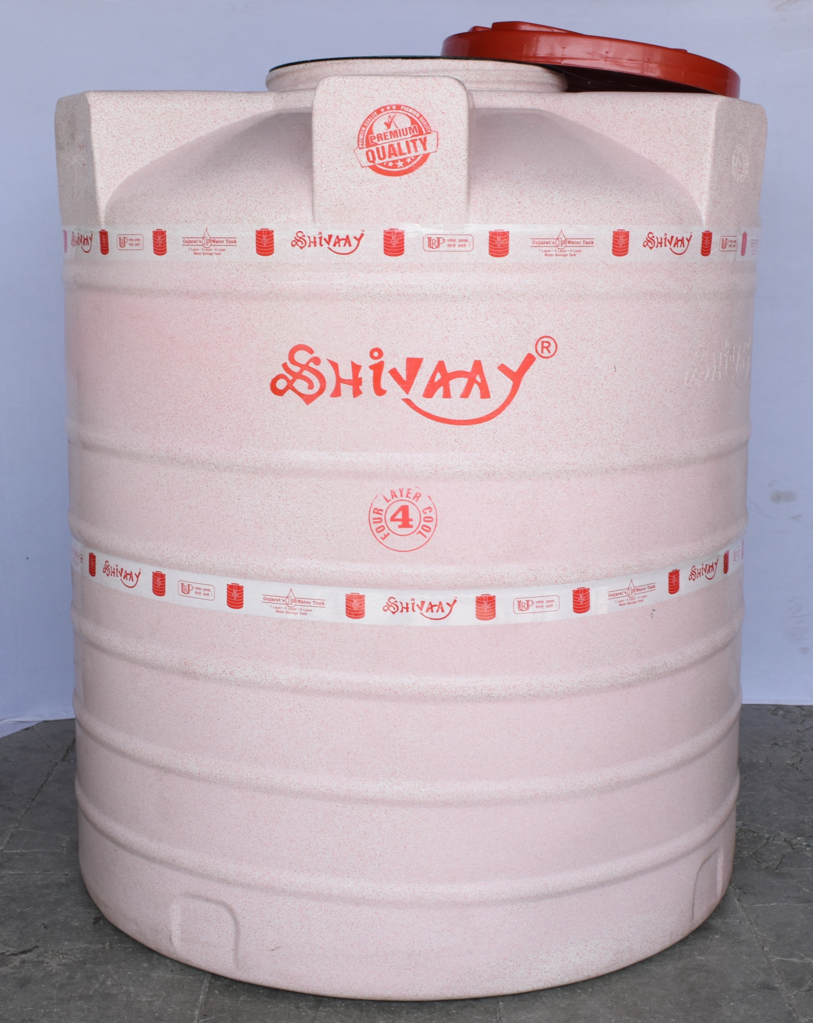 4 Layer Plastic Water Storage Tank - Lldpe Material, 500 To 10,000 Litres Capacity, Red Marble Color, Uv Protected Outer Layer, Double Dhakkan Security