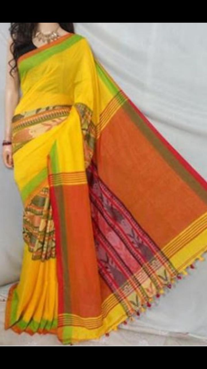 Fish Design Handloom Saree - Khadi Fabric, 5.5 M Length With Unstitched Blouse Piece | Premium Quality, Handwoven, Easy Wash, Formal Wear