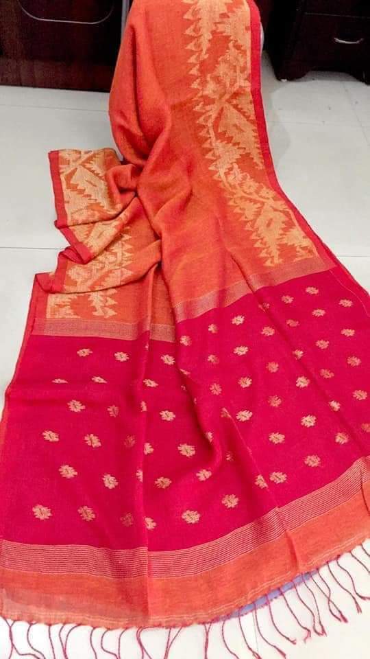 Woven 80 Count Linen Threads Used Linen Ball Handloom Saree