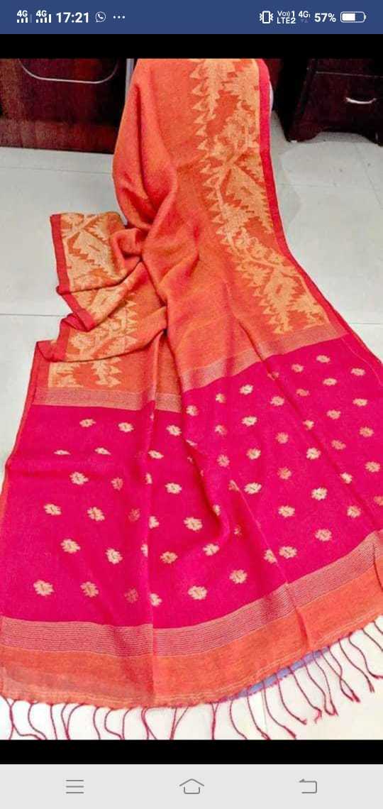 Woven 80 Count Linen Threads Used Linen Ball Handloom Saree