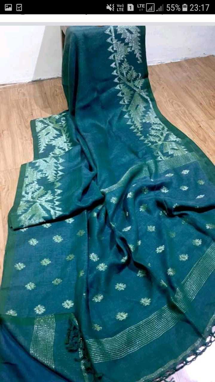 Woven 80 Count Linen Threads Used Linen Ball Handloom Saree