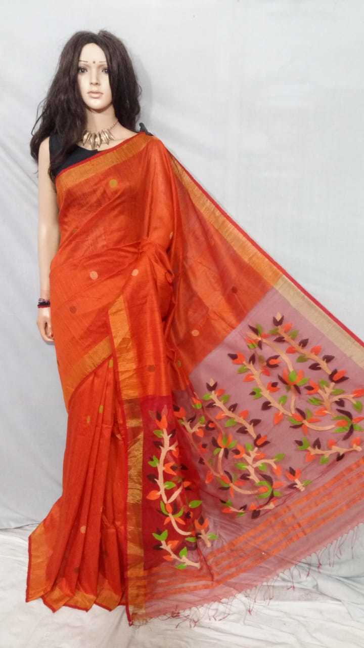 Resom Matka Jamdani Saree - High Quality Resom Matka Material, 6.5 Meters With Blouse Piece | Elegant Handwoven Design, Lightweight, Ideal For Party Wear