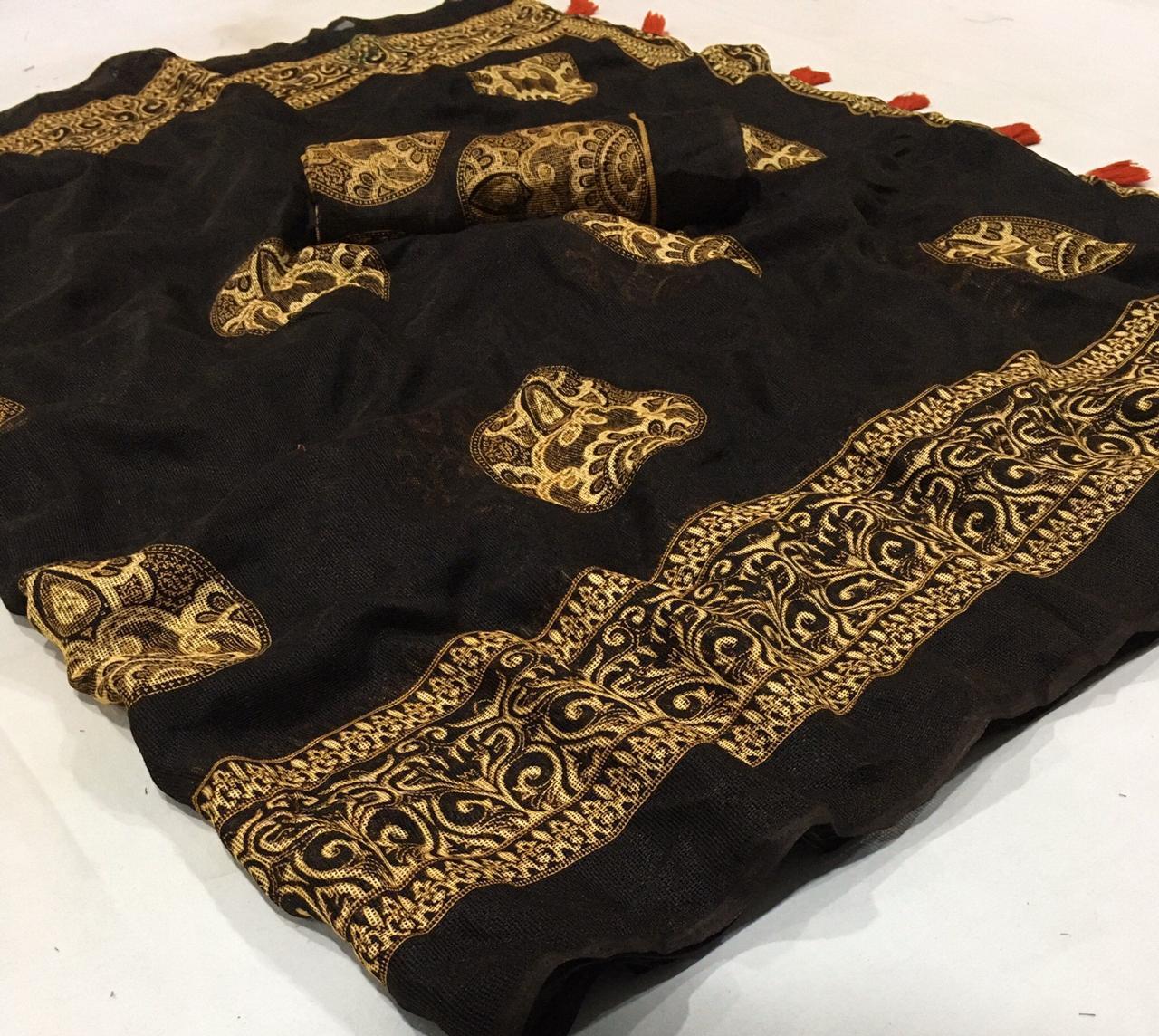 Woven Designer Jute Linen Saree