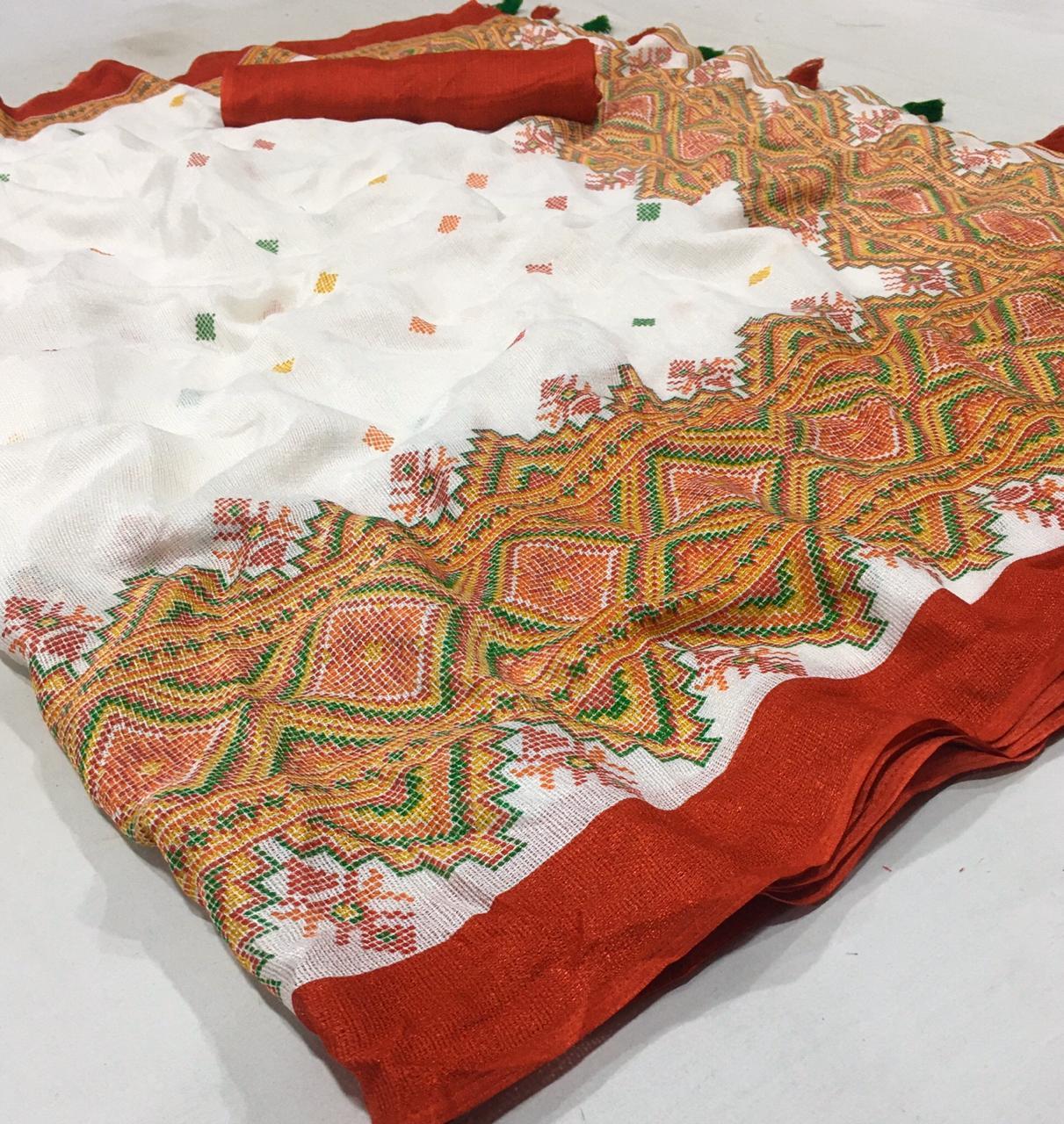 Woven Designer Jute Linen Saree