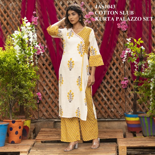 Multi Color Ladies Embroidered Kurti With Palazzo