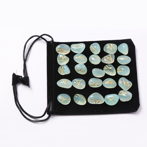 AGATE AQWA RUNE SETS - Natural Agate, Small Size, Blue Color | Round Brilliant Cut, Grade A, Very Attractive Design