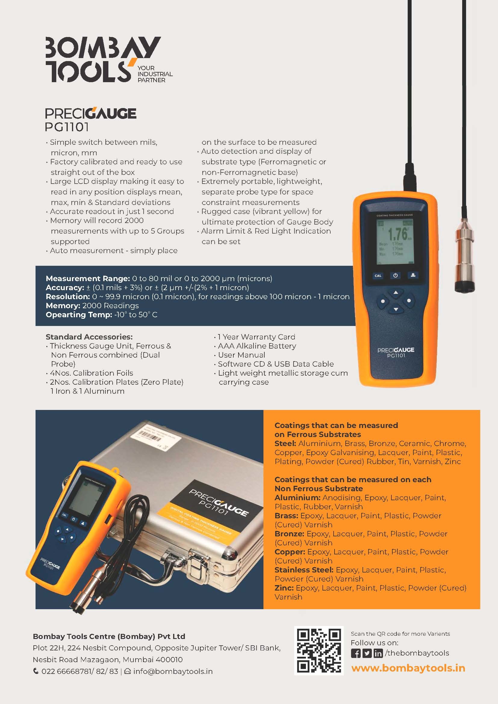 Ferrous & Non Ferrous Combined Precigauge Digital Coating Thickness Gauge