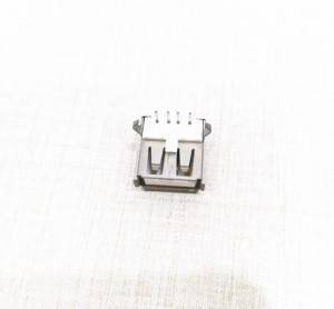 White Usb 2.0 A Type Socket Connector Female With Flange, Right Angle Dip