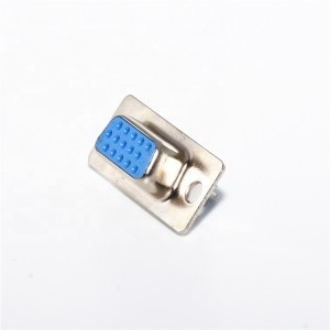 Blue Db15 Pin D-sub Connector Vga 15p Female Straight, With Screw And Fork Dp 15p