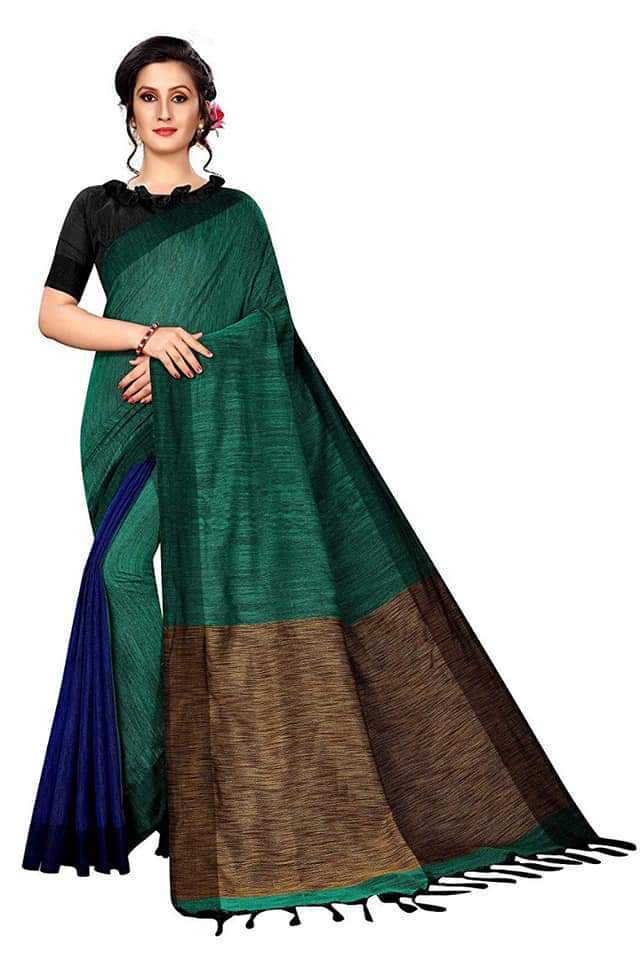 Gheecha Handloom Saree - Khadi Fabric, 6.5 Mt Size | Woven Pattern, Handwoven Style, Thread Work, Blouse Piece Included