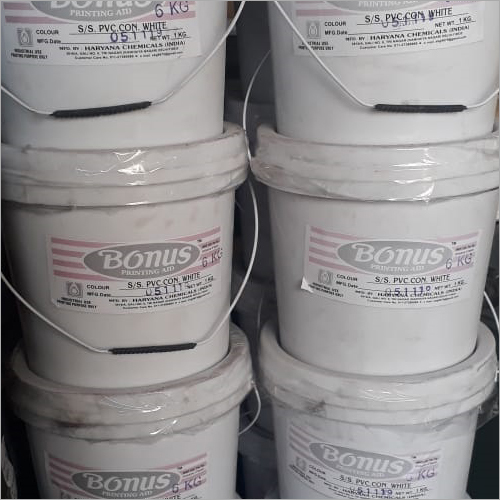 SS PVC Con White Screen Printing Ink - Liquid, Application for Printing Industry | Color: White, Type: Screen Printing Ink, Storage: Cool & Dry Place