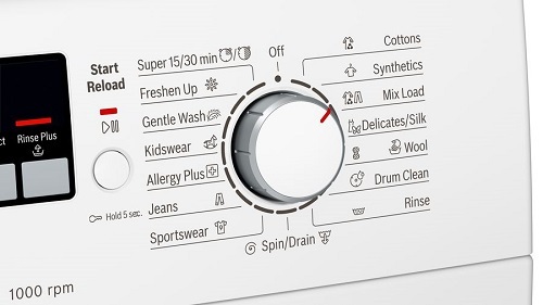 White Bosch Serie 4 Washing Machine, Front Loader 6.5 Kg 1000 Rpm