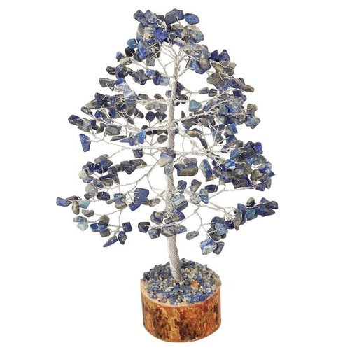 Agate Lapis Lazuli Stone Tree - Solid Surface, 10" Size, Polished Finish, Blue Color, Natural Stone Cubes | Very Attractive Product