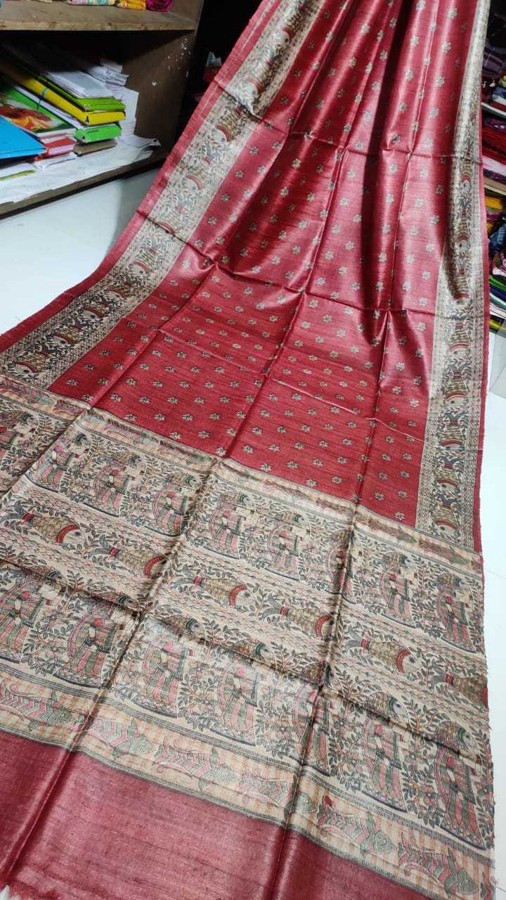 Winter Pure Tossor Madhubani Screen Print Saree