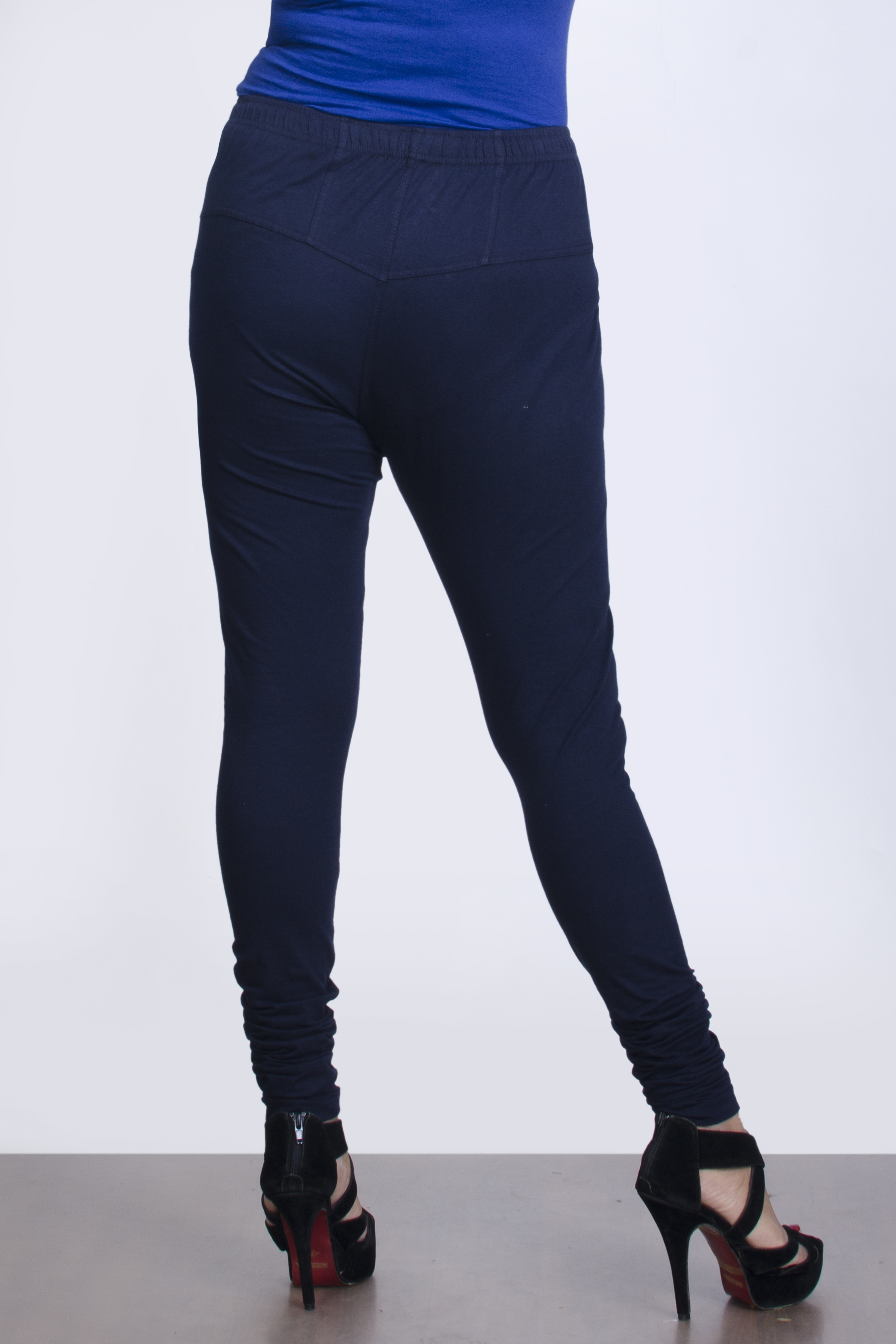 V-cut Churidar Leggings - Color: Blue