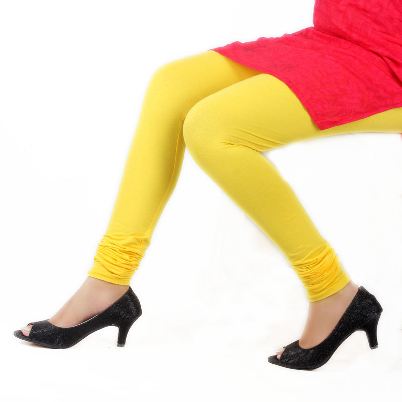 V-cut Churidar Leggings - Color: Blue