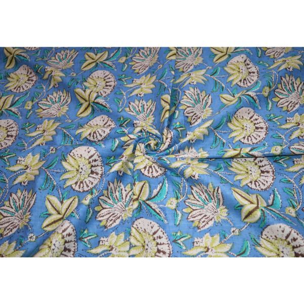 Indian Made Floral Print Fabric - 100% Cotton, 44 Inches Wide, Multi-color | Eco-friendly, Washable, Ideal For Garments, Curtains, Cushions, Upholstery