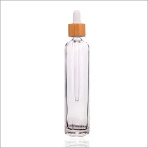 Wholesale 80ml glass cosmetic glass bottle with bamboo cap