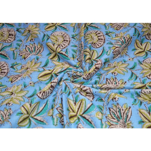 Indian Made Floral Print Fabric - 100% Cotton, 44 Inches Wide | Multi-use For Garments, Decorative Cushion Covers, Bed Sheets, Tapestries