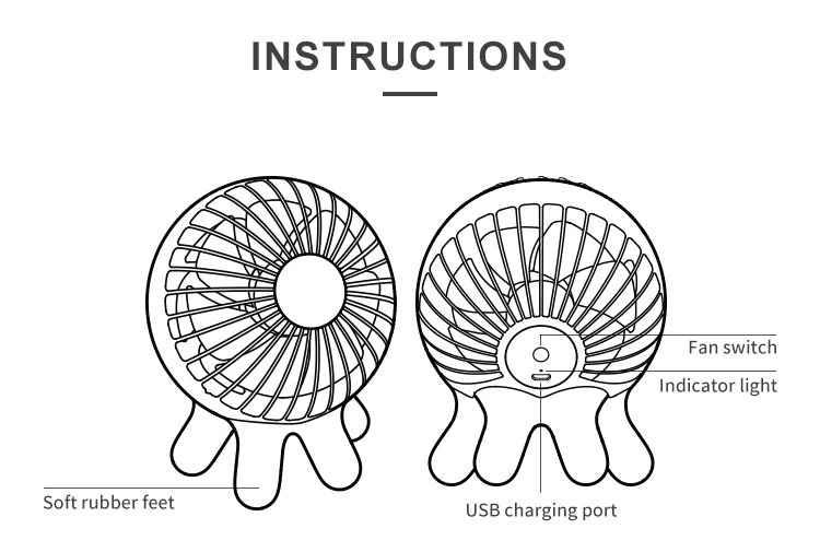 Handheld Desktop Rotatable Usb Rechargeable Fan Blade Material: Pc