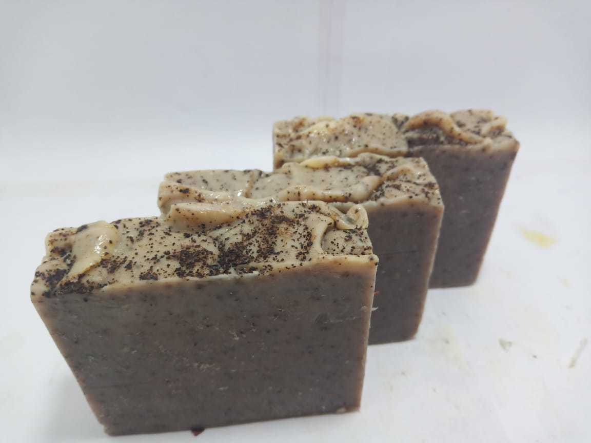 Coffee Exfoliating Handmade Soap - 100g Bar, Natural & Chemical Free, Highly Moisturising With Olive & Vegetable Oils, Aromatic Floral & Fruity Notes