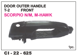 Door Outer Handle T-2 Front Scorpio, M Hawk L/R - Durable Plastic, Standard Size, Sleek Black Finish | 4 Wheeler Compatibility, Warranty Included