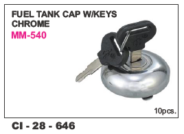 Fuel Tank Cap w/Keys Chrome - Compatible with 4-Wheelers | Durable Design, Warranty Included