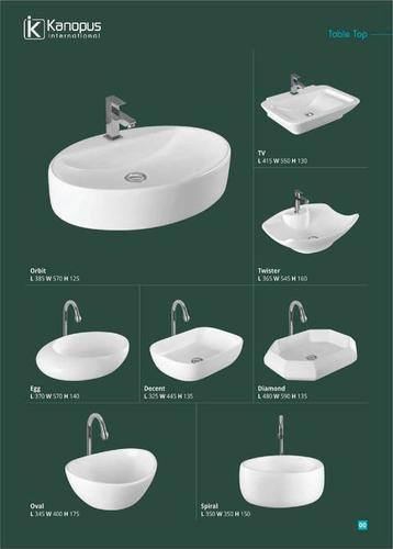 Table Top Wash Basin - Ceramic, 400mm x 300mm x 120mm | Glossy White Finish, Oval Shape, 10kg Weight, Table Top Installation