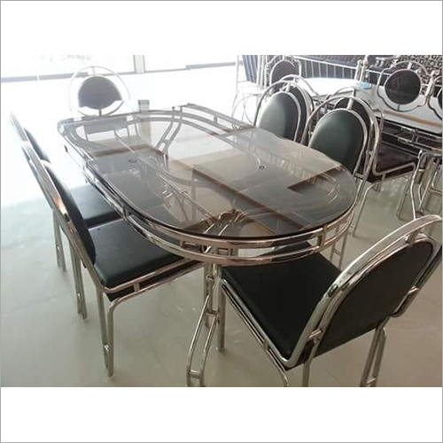 पॉलिश एसएस ग्लास डाइनिंग टेबल