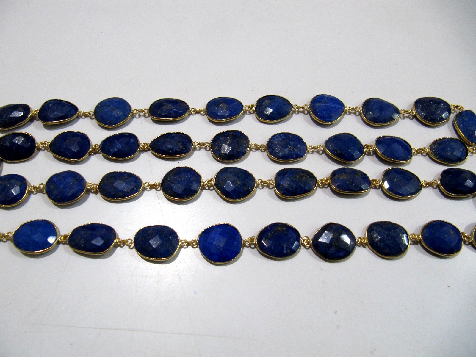 Natural Lapis Lazuli Briolette Connector Chain - 15 To 17mm Uneven Shape, Best Quality Blue Gemstone Bezel Connectors
