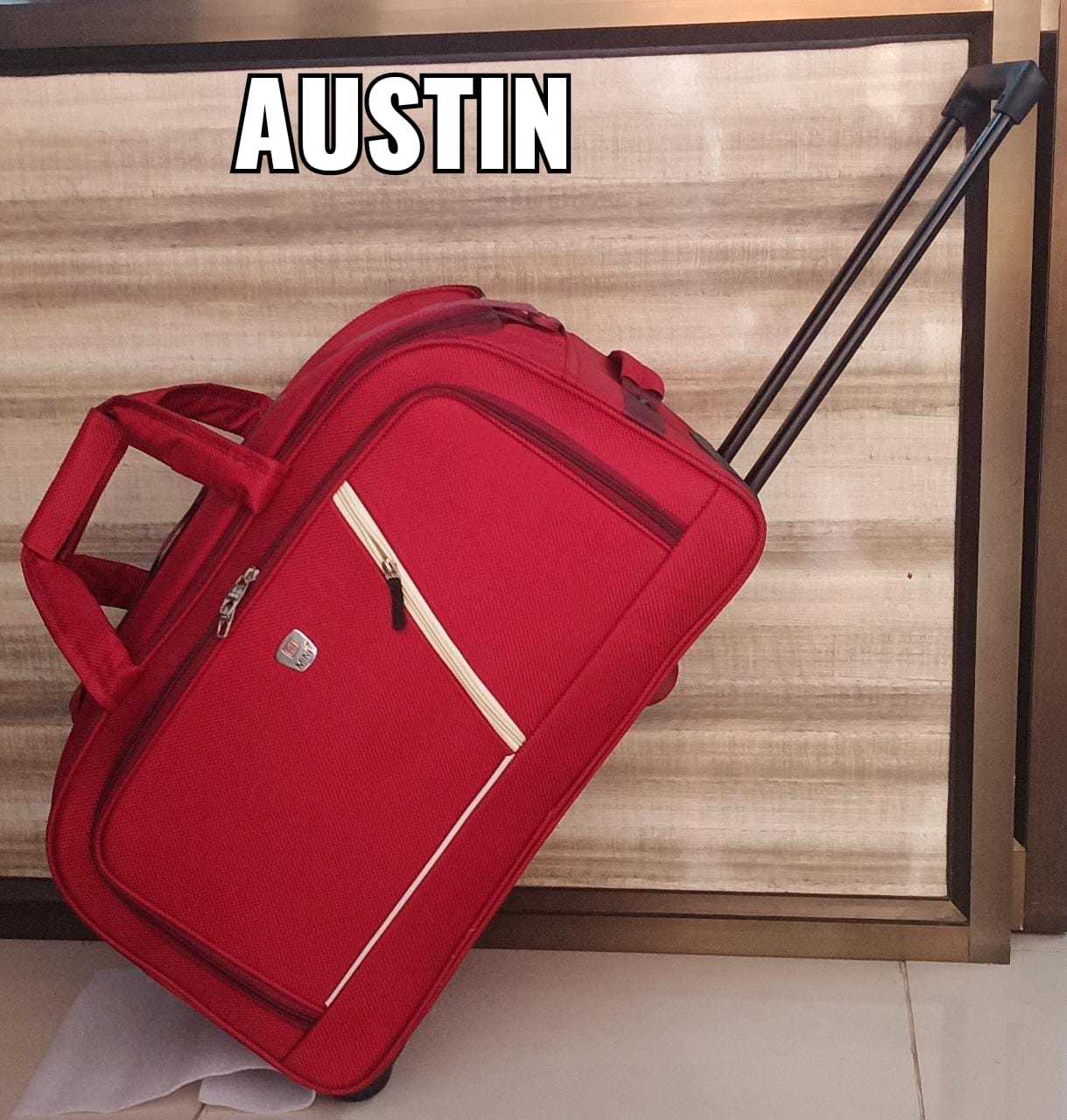 Duffle Bag - Red Color, Customized With Handles And Trolley Pull, Four-wheeled Design, Zipper Closure | Stylish And Versatile For All Travel Needs