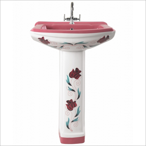 Bathroom Sterling Pedestal Wash Basin - Ceramic, Available in Different Sizes | Durable with Attractive Patterns