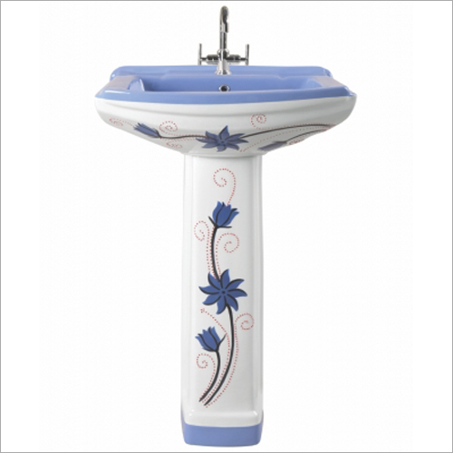 Ceramic Printed Pedestal Wash Basin - Durable Ceramic, Available in Various Sizes | Stylish Design for Modern Bathrooms