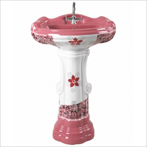 Bathroom Ceramic Pedestal Wash Basin - Durable Ceramic, Available in Different Sizes | Semi Pedestal Design, Stable Floor Support, Concealed Pipe Work