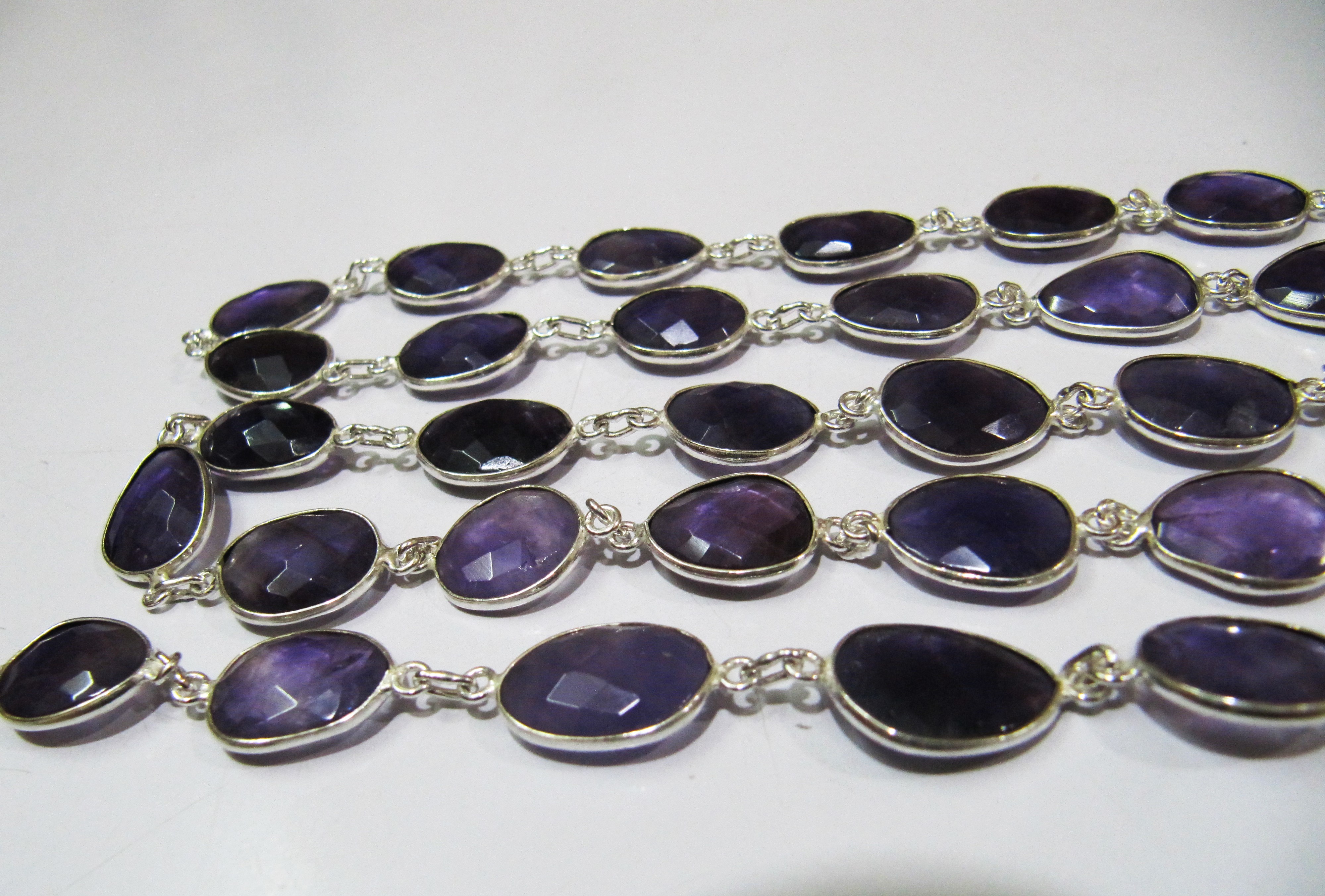 Metals Natural Amethyst Connector Chain Uneven Shape , 12 To 15mm