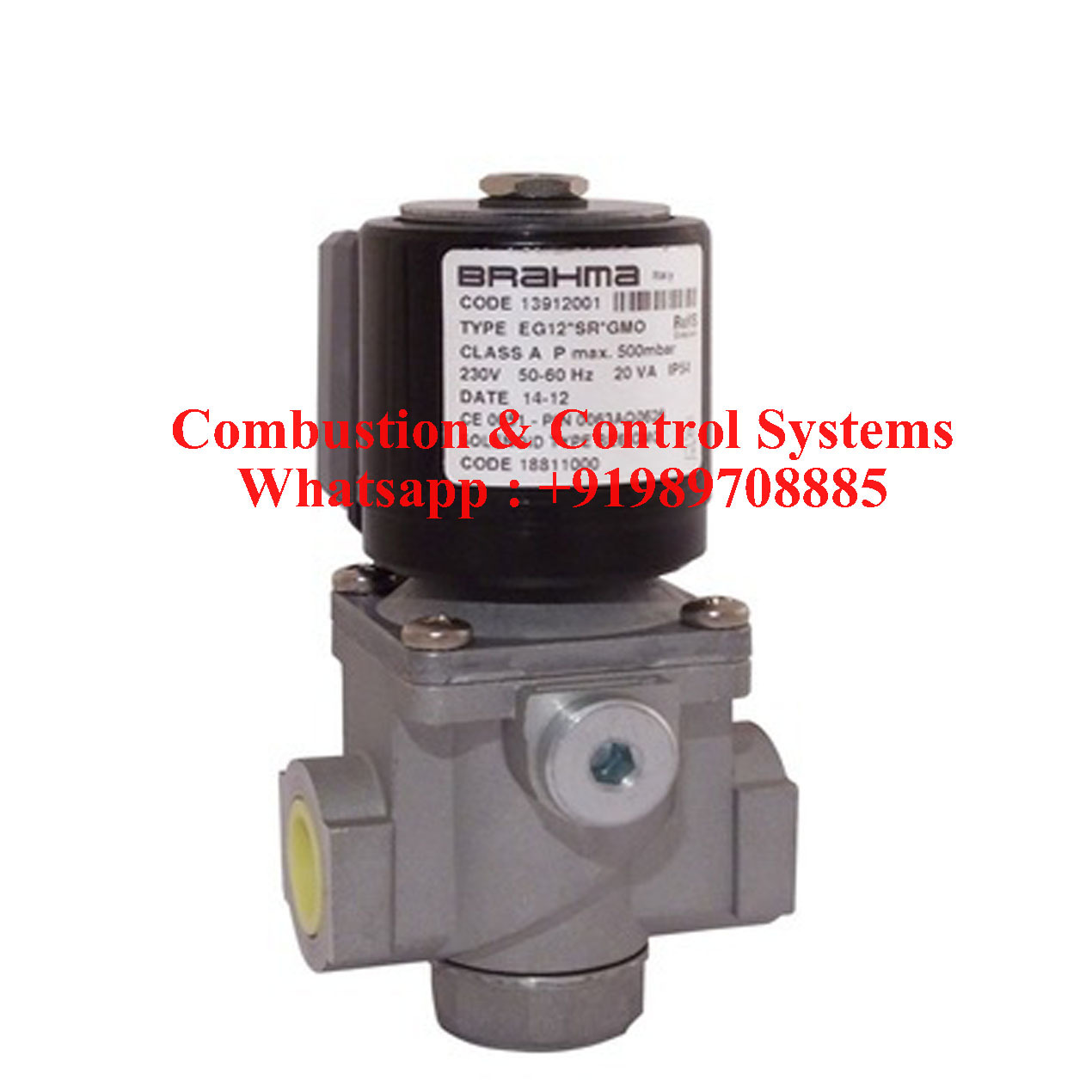 Ac Powered Solenoid Valve - Brass Body, 1/4" Connection Size, 500 Mbar Max Pressure | Normally Closed, Fast Opening For Gas Applications, Ip65 Protection