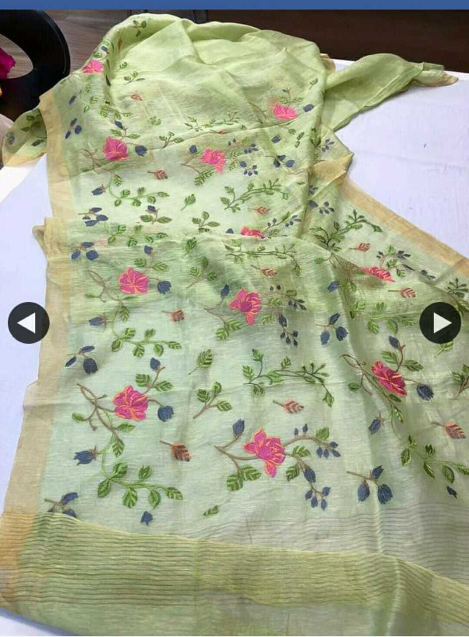 All Colors Silk Linen Embroidered Sarees